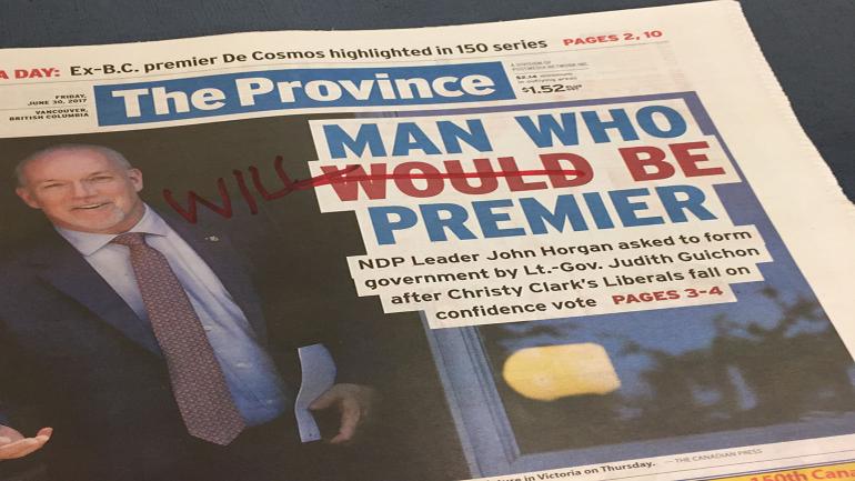 The Province headline: "Man who will be premier"