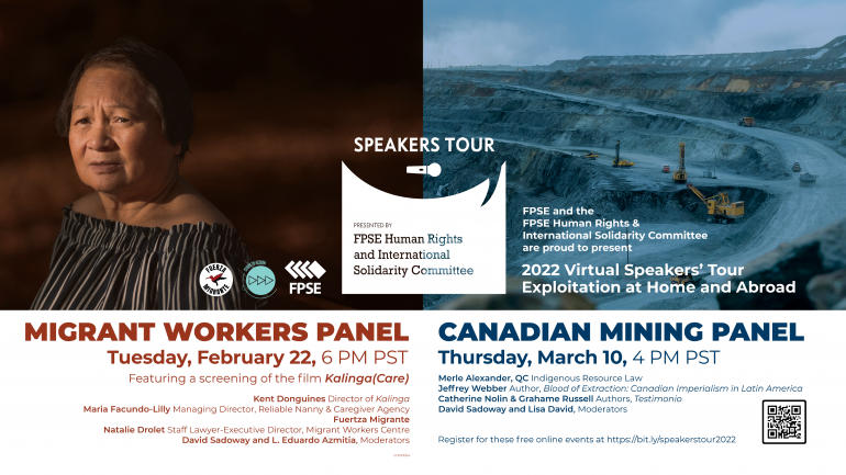 profile photo of woman and photo of open mining pit with heavy equipment