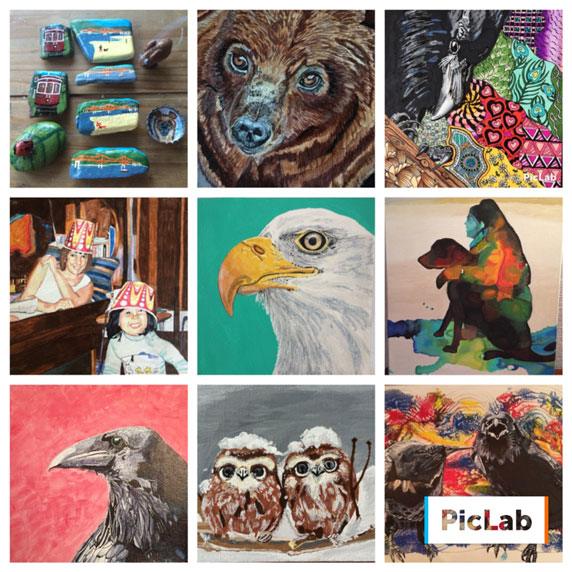 collage of nine original paintings