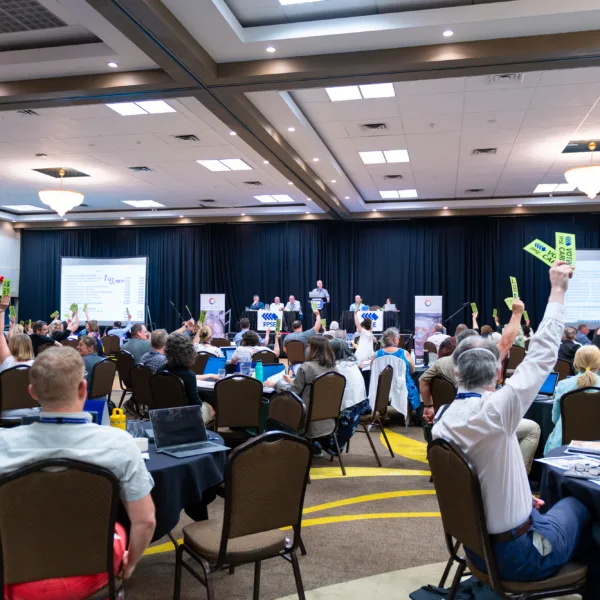 Large conference room with members