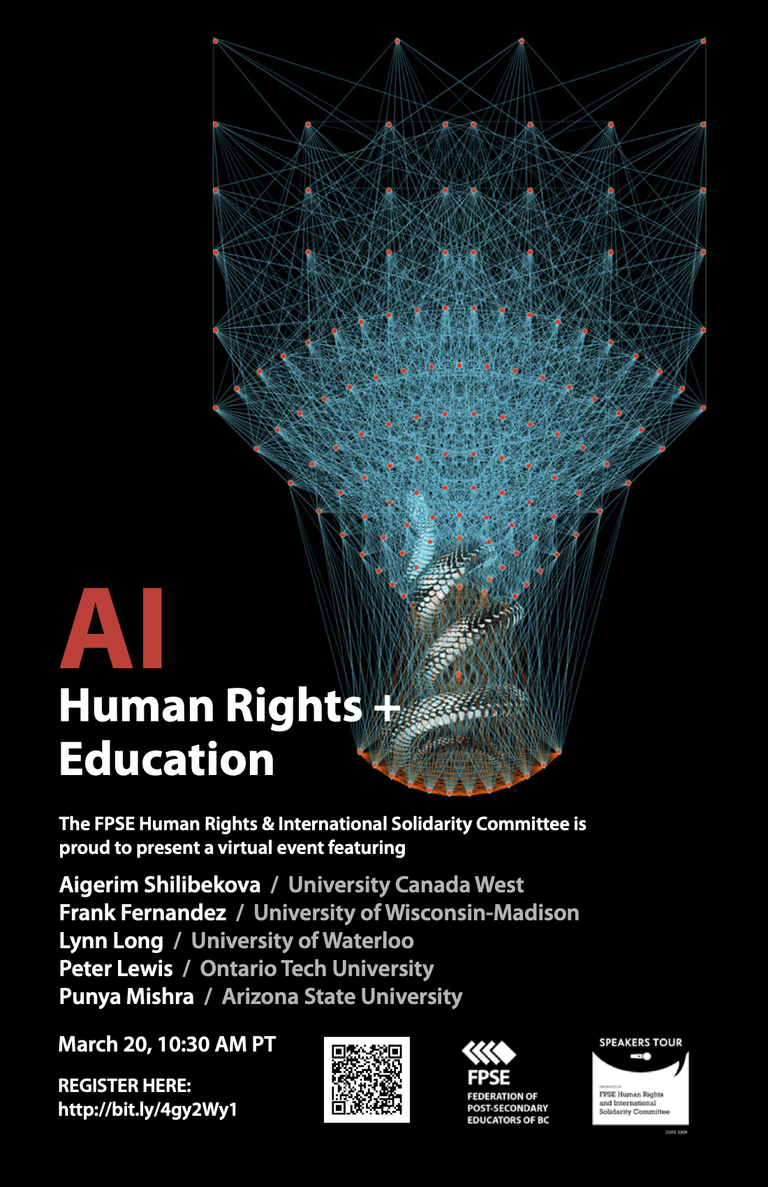 Event poster with web-like matrix illustration