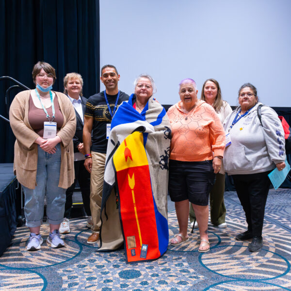 Group of faculty members who are representatives on the FPSE Decolonization, Reconciliation and Indigenization Standing Committee celebrating the retirement of a colleague