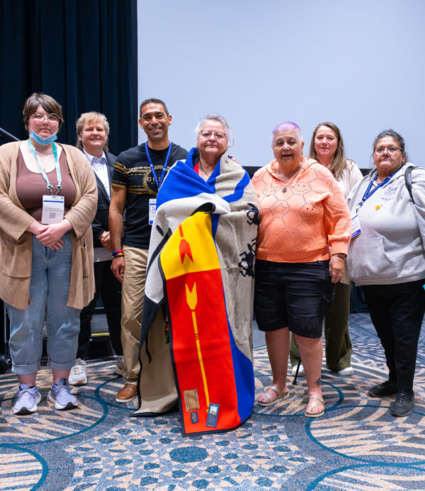 Group of faculty members who are representatives on the FPSE Decolonization, Reconciliation and Indigenization Standing Committee celebrating the retirement of a colleague